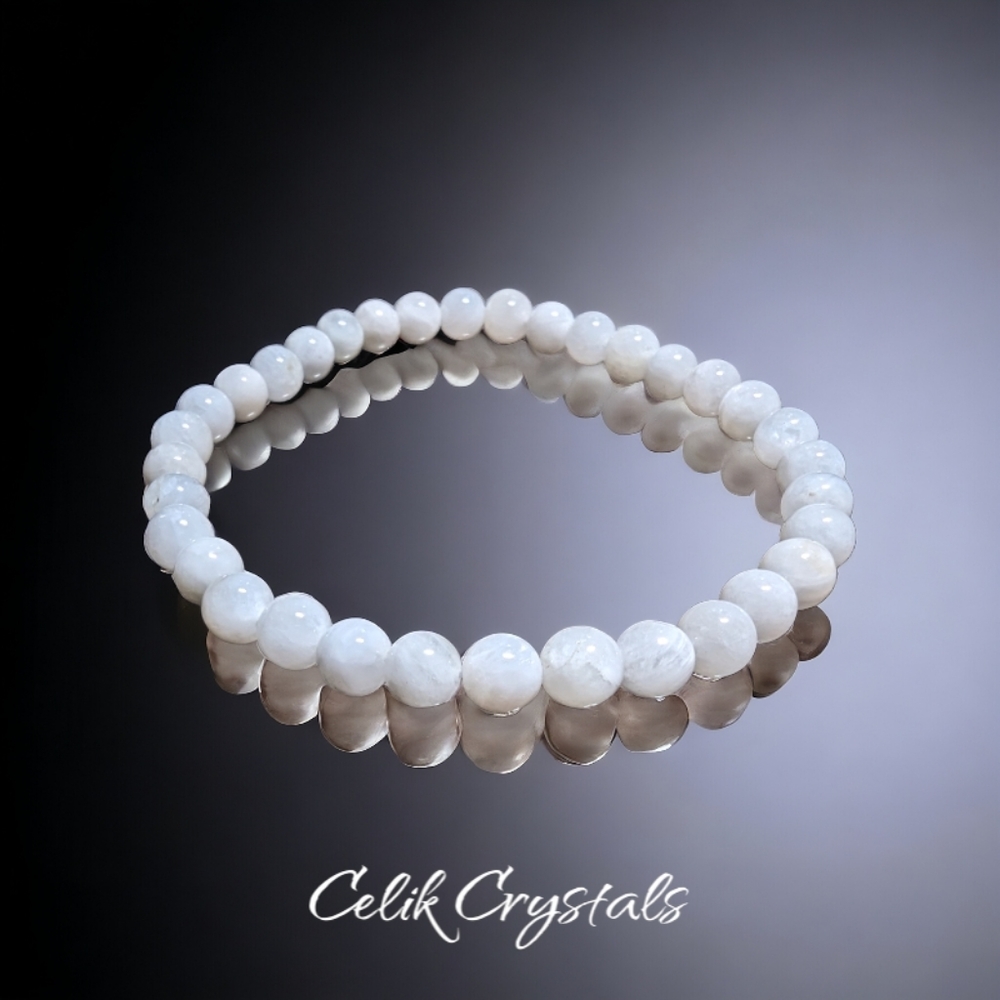 Moonstone Bracelet Rare Natural Stones 6mm Healing Bracelet Unisex